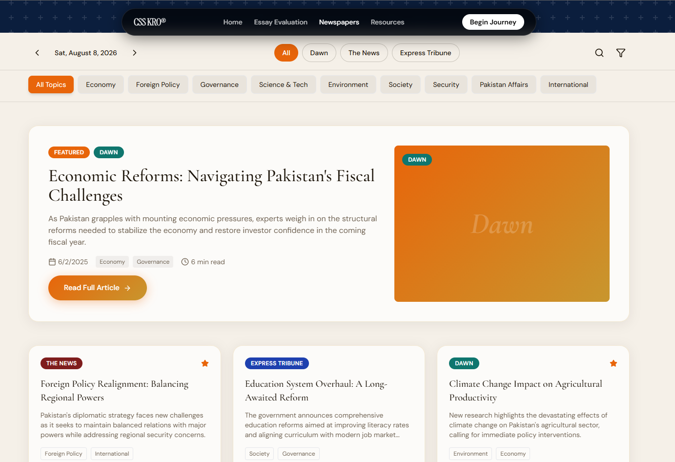 CSS Kro - AI-Powered Exam Prep Platform Interface Screenshot 3