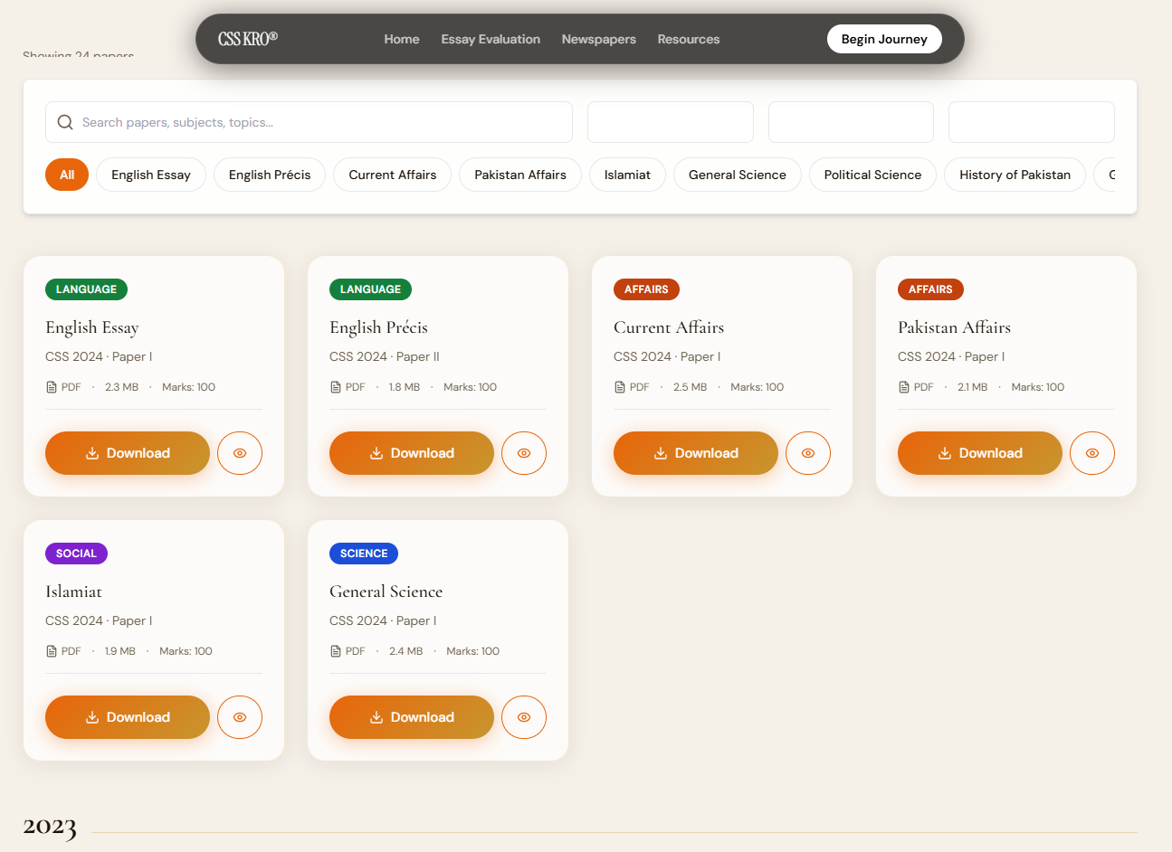 CSS Kro - AI-Powered Exam Prep Platform Interface Screenshot 5