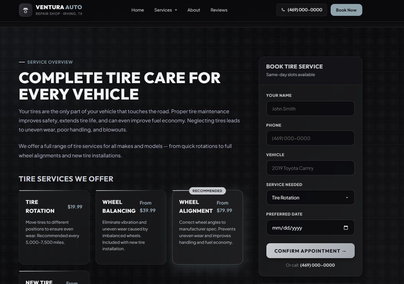 Ventura Auto - Local Service Business Concept Site Interface Screenshot 3